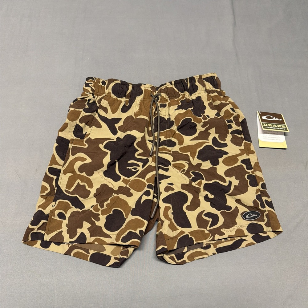 New Drake Dock Short / Swim Trunk Old School Camo Men's Size Small Mesh Lined